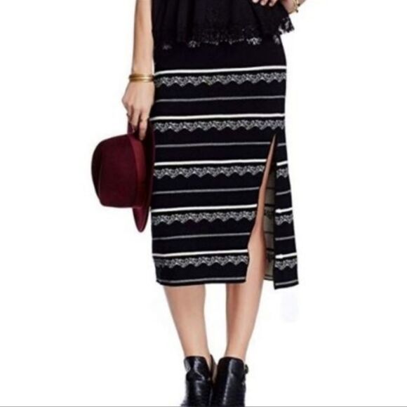 Free People slit pencil skirt in nordic stripe - Picture 7 of 11
